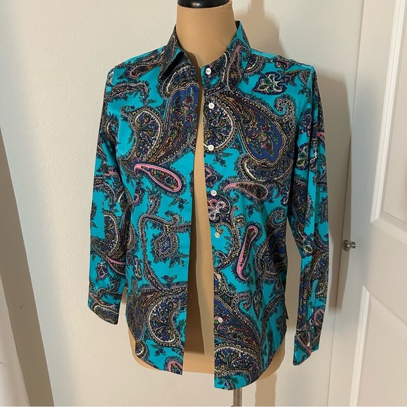 Talbots NWT Vibrant Paisley Button-Up Shirt - Picture 1 of 5